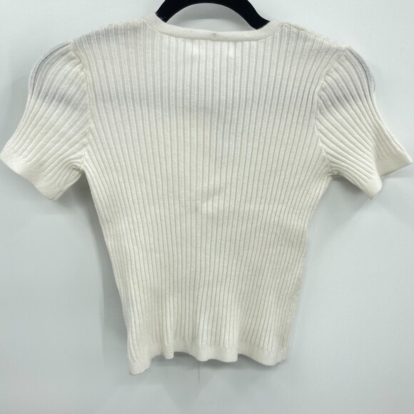 NWT CHLOE + CYRUS Cream White Ribbed Stretch Button Cardigan Sweater Size XL - Picture 2 of 4